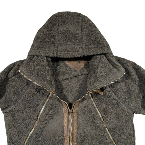 Kuhl Flight Jacket Women's L Gray Full Zip Stowaway Hood Fleece Gorpcore Sweater - Picture 2 of 5